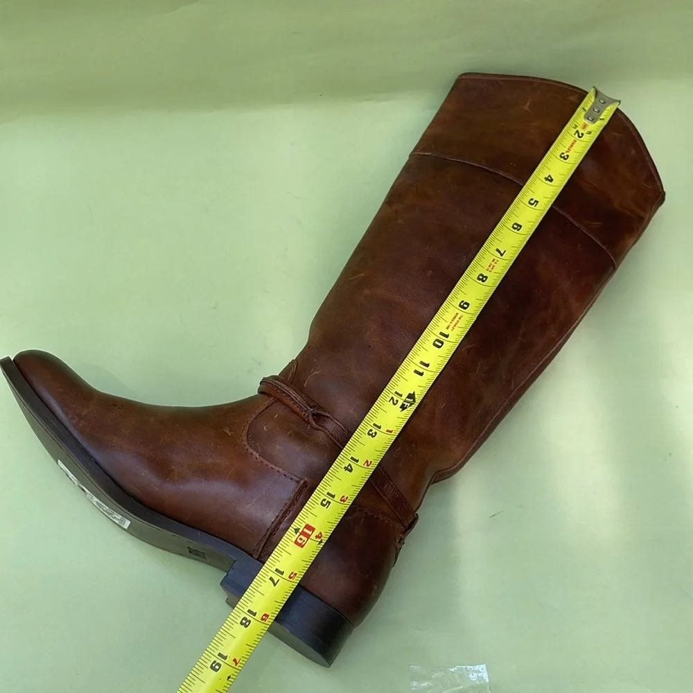 New orange brown Frye grunge leather riding boots